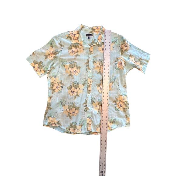 Club Room Mens XL‎ Blue Tropical Hibiscus Floral Short Sleeve Button Down Shirt - Picture 2 of 5